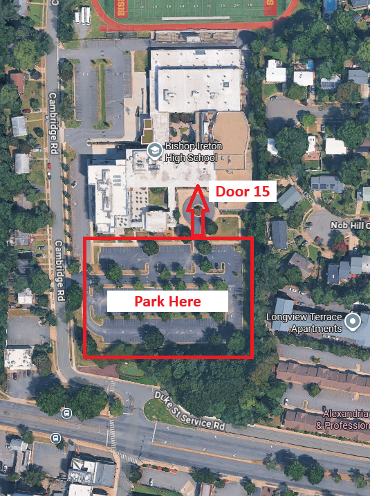 Diagram that illustrates where to park on BI's campus